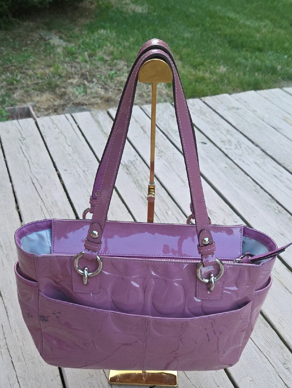 Coach F17728 Dusty Rose Patent Leather Rehab Tote Bag 2011 $300 Retail GUC - Picture 4 of 16
